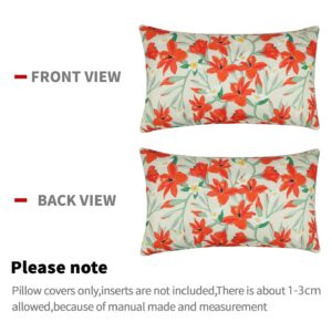 Pyonic Outdoor Pillows Cover Pack of 2 Floral Waterproof Throw Pillow Covers 12X20 inch Outdoor Lumbar Pillows for Patio Furniture Garden Outdoor Waterproof Throw Pillows