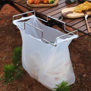 Trash Bag Holder, 2 Pack Stainless Garbage Hanging Bag Holder Trash Can Bracket Table Garbage Rack, Lightweight Table Rack Garbage Bag Hanger for Kitchen BBQ Camping Use Kitchen Clean and Organized