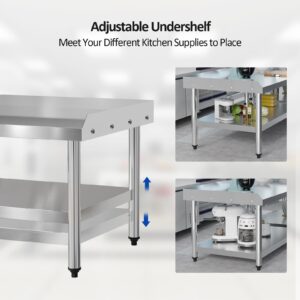 ROVSUN Stainless Steel Equipment Stand, 48" L x 30" W x 26" H NSF Stainless Steel Table Grill Stand Table with Adjustable Undershelf for Commercial Kitchen Restaurant Hotel Home