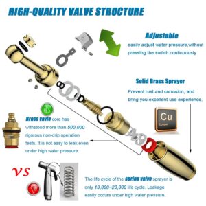 SonTiy Brass Handheld Bidet Sprayer for Toilet, 7.2” Bidet Wand and 7.9" Bidet Wand, Cloth Diaper Toilet Sprayer Bidet Attachment with Backflow Preventer