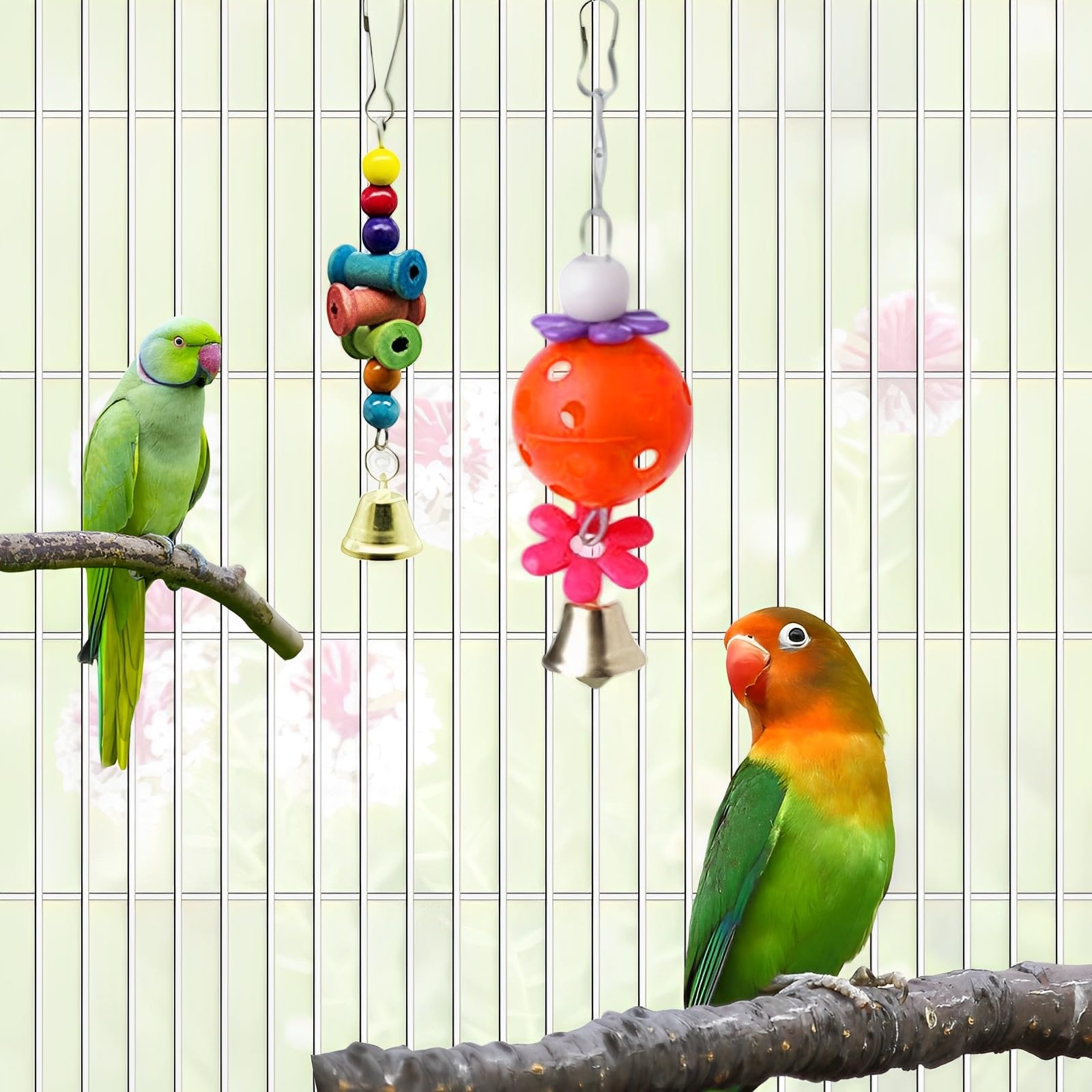 Bird Toys Parakeet Cage Accessories: 11pcs Bird Toy Swing Set for Bird Cage - Colorful Natural Toys Suitable for Parrot Cockatiel Budgie Conure Mynah Lovebird