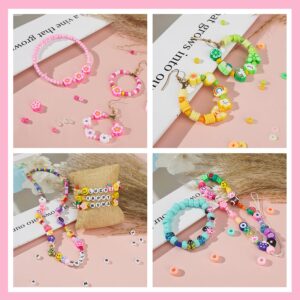 Gionlion 1000PCS Polymer Clay Beads Bracelet Making kit, 30 Style Cute Fun Fruit Flower Rainbow Butterfly Animal Heart Star Beads Charms for Jewelry Necklace Making Christmas Gift for Girls