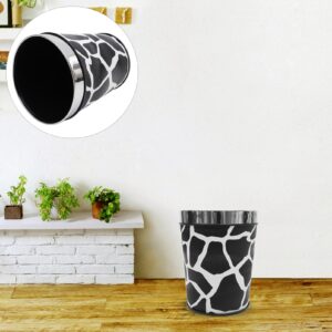 ABOOFAN Pu Leather Trash Can Cow Pattern Round Wastebasket Decorative Paper Basket Garbage Container Small Waste Bucket Rubbish Storage Bin for Bathroom Office Kitchen