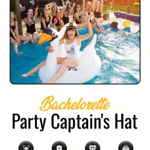 Bachelorette Party Captain's Hat - Cute Bride to Be Nautical Bachelorette Hat | Fun Bridal Shower Accessories Decor Wedding (with Veil) White