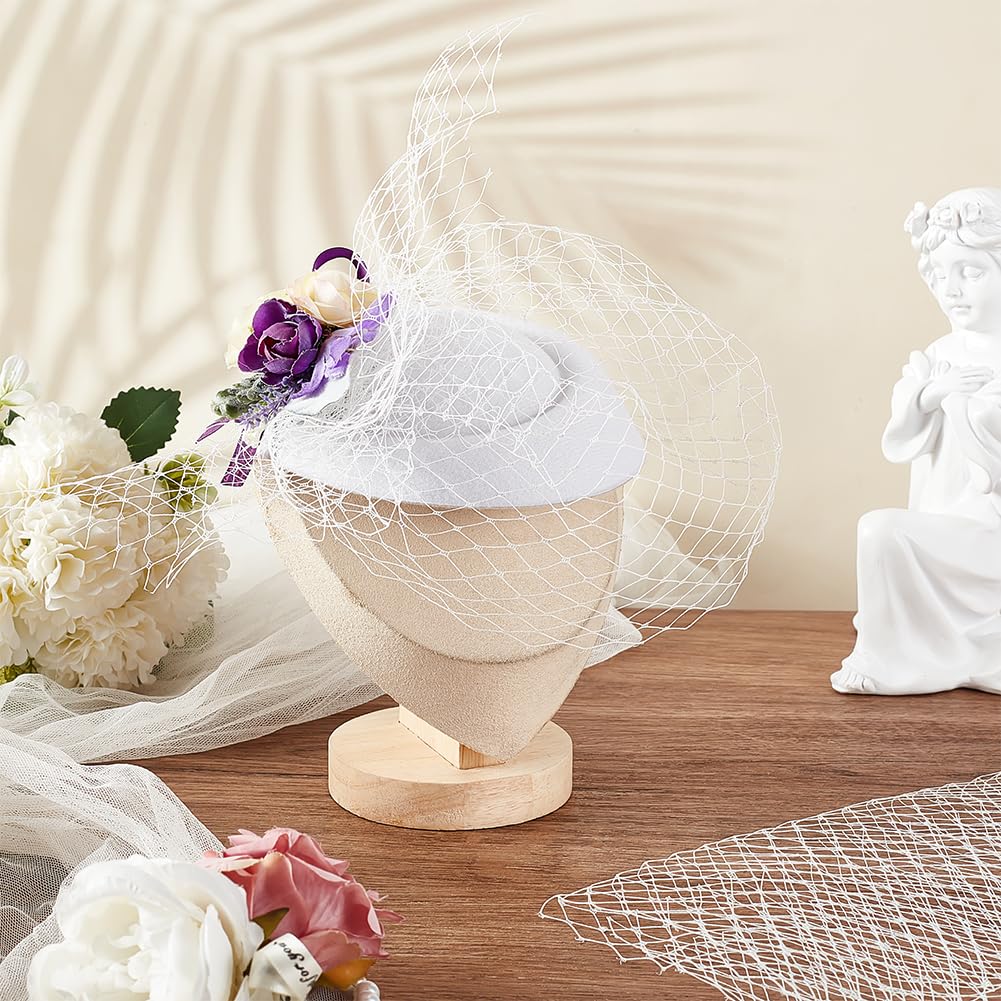 AHANDMAKER 1.1 Yard White Bridal Veil Flapper Fascinator Mesh Veil White Veil Neting Fabrics 11 Inch Wide Millinery Netting for Bride's Headdress Veil Making, White