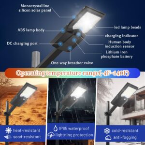 Satucol Solar Street Light 1800W 6500K,Solar Motion Sensor Light Outdoor with Remote Control Dusk to Dawn, Solar Flood Lights Outdoor Waterproof IP65 for Parking Lot Yard (1600LM-1PACK)