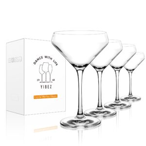 yibez martini glasses, set of 4 cocktail glasses, 12 oz crystal coupe glasses, housewarming/wedding gifts