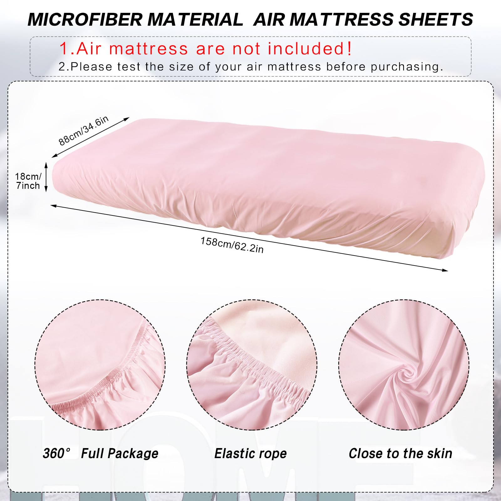 Breling Kids Air Mattress Fitted Sheets Compatible with Intex Cozy Kidz (Sheet Only) Toddler Inflatable Mattress Sheets for Kids Sleepover Party Travel Camping Air Mattress Airbed(Pink,6 Pcs)