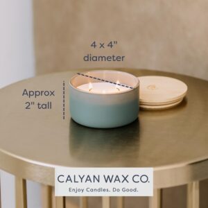 Calyan Wax Co. 3 Wick Candle, Evergreen + Eucalyptus Scented Candle, 30+ Hour Burn Time, 3 Wick Soy Candles, Non Toxic & Vegan Soy Wax, Glass Scented Candles, 7oz