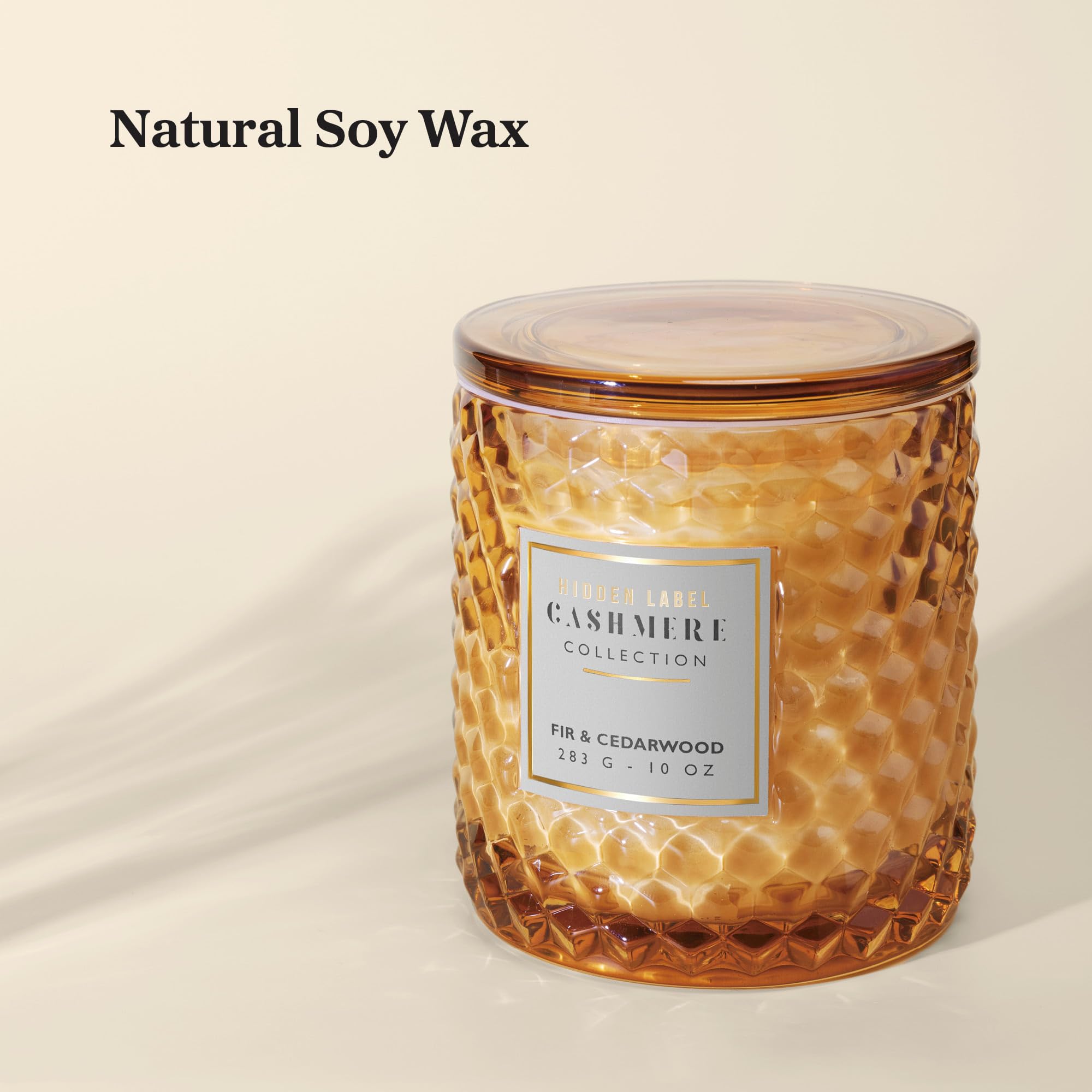 Hidden Label Amber & Vanilla Scented Candle, Natural Soy Candle,100% Cotton Lead-Free Wick,Candles for Home Scented,10 oz 65 Hours Burn time,Candle Gifts for Women & Men.