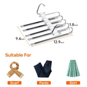 Generic 5 Layers Pants Hangers, Space Saving for Closet Multiple Layers Multifunctional Uses Rack Organizer, Closet Organizer for Scarves, Trousers, Jacket (Silver)