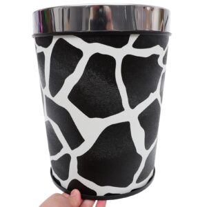 ABOOFAN Pu Leather Trash Can Cow Pattern Round Wastebasket Decorative Paper Basket Garbage Container Small Waste Bucket Rubbish Storage Bin for Bathroom Office Kitchen