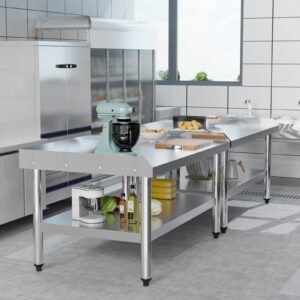 ROVSUN Stainless Steel Equipment Stand, 48" L x 30" W x 26" H NSF Stainless Steel Table Grill Stand Table with Adjustable Undershelf for Commercial Kitchen Restaurant Hotel Home