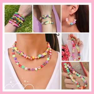 Gionlion 1000PCS Polymer Clay Beads Bracelet Making kit, 30 Style Cute Fun Fruit Flower Rainbow Butterfly Animal Heart Star Beads Charms for Jewelry Necklace Making Christmas Gift for Girls