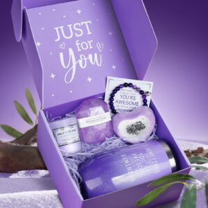 Apjielop Birthday Gifts for Women - Relaxing Lavender Spa Gifts Basket Set for Women, Mom, Sister, Bff, Wife, Girlfriend, Her - Mothers Day Birthday Christmas Gifts for Women