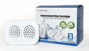 nispira nfp-100 filter replacement for nakii water pitcher dispenser removes chlorine, lead, odor, color reduce water hardness pack of 3