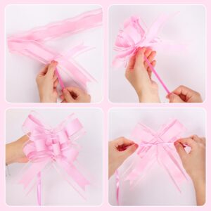 Lystaii 10 PCS Large Pull Bows Wrapping Ribbon Pull Bows Gift Bows for Birthday Presents Wedding Gift Baskets Presents Package Bow Decoration (Pink)