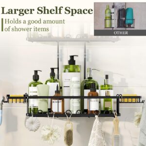 Skyapex Shower Caddy Hanging: Adjustable Height No Blocking to Shower Head - Black Shower Caddy Over Showerhead Shower Organizer - Rustproof Shower Shelves with Hooks 2 Soap Holders