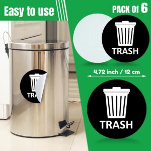 Sukh 6 PCS Trash Sticker - Recycle Stickers for Trash Can Adhesive Trash Sign Trash Can Labels Trash and Recycling Stickers for Trash Can for Trash Cans Indoor & Outdoor (Black)