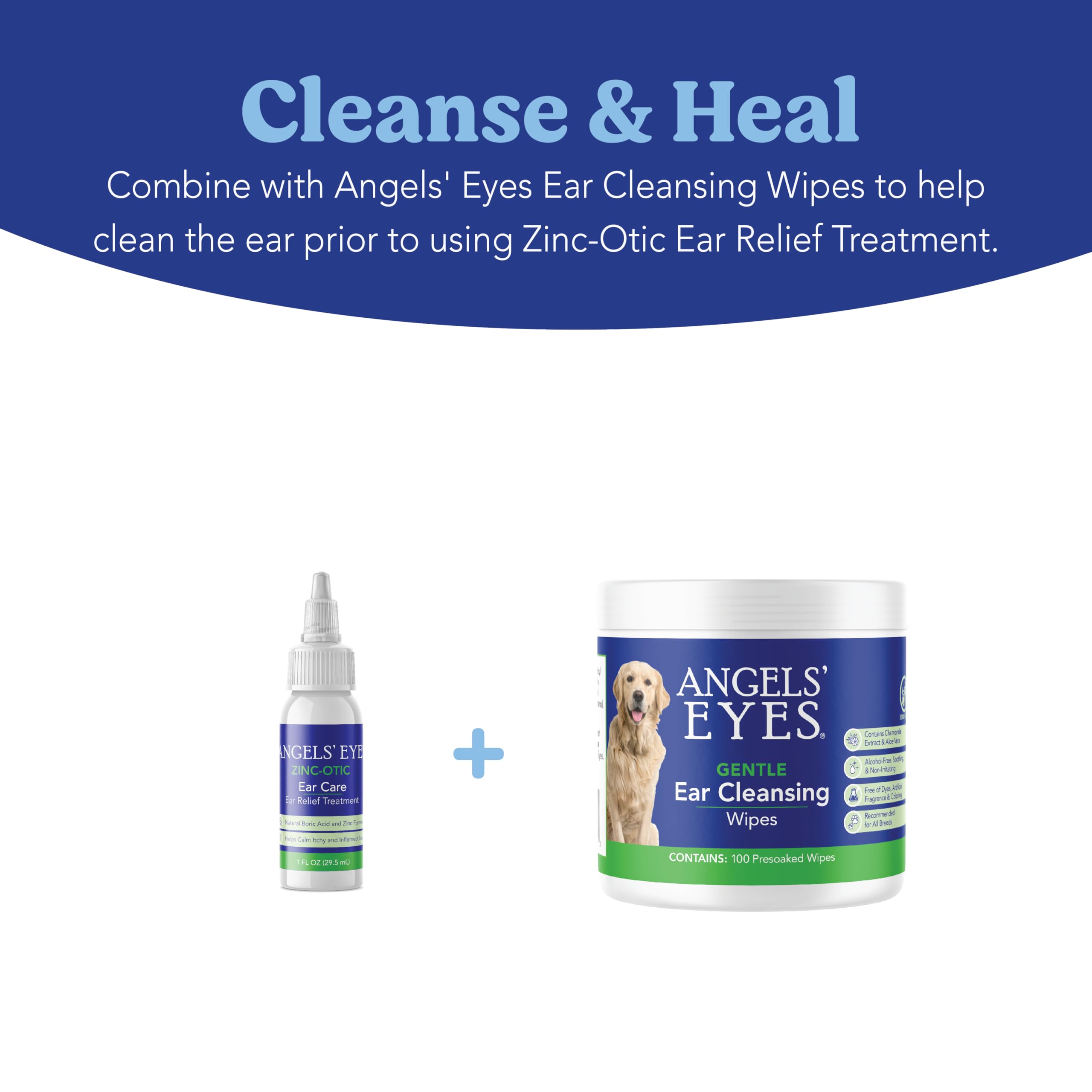 ANGELS’ EYES Zinc-Otic Ear Relief Treatment for Dogs and Cats Soothe Ear Infections Calm Itchy Inflamed Ears Natural BA and Zinc Formula 1 Ounce