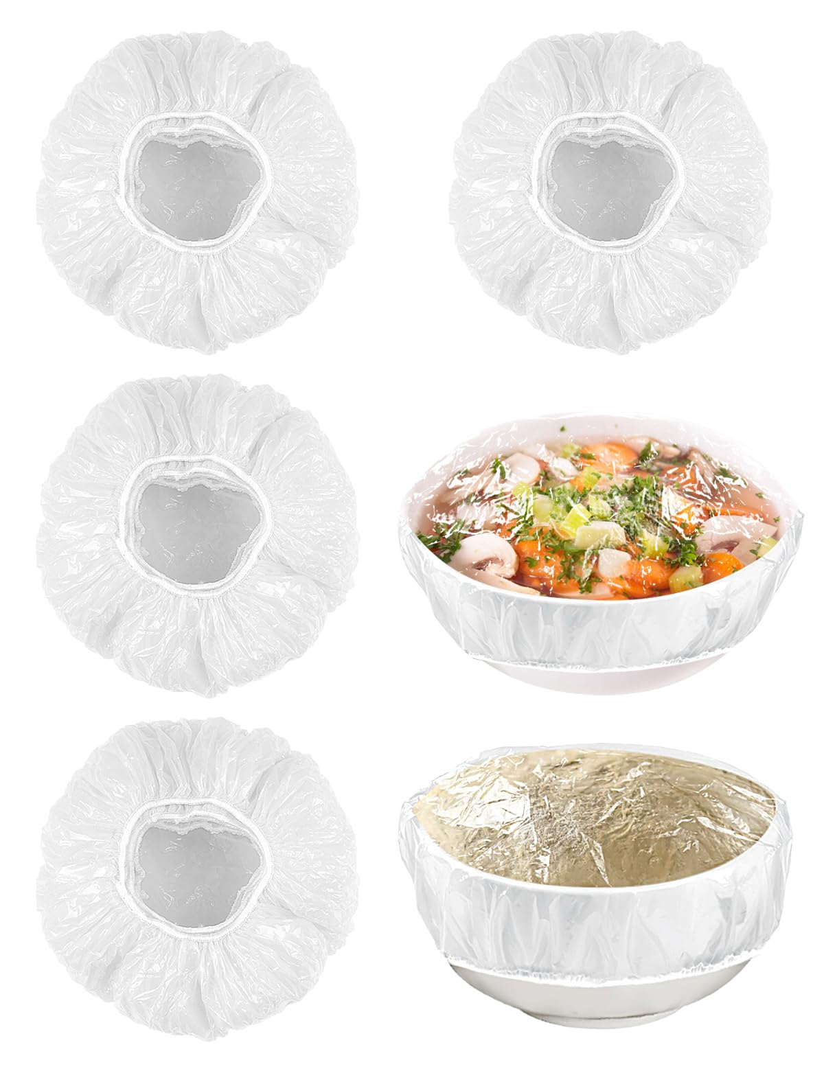 Plastic Bowl Covers, 200 PCS Food Covers, Bowl Covers for Bread Proofing, Plastic Covers for Bowls With Elastic, Reusable Fresh Keeping Bags