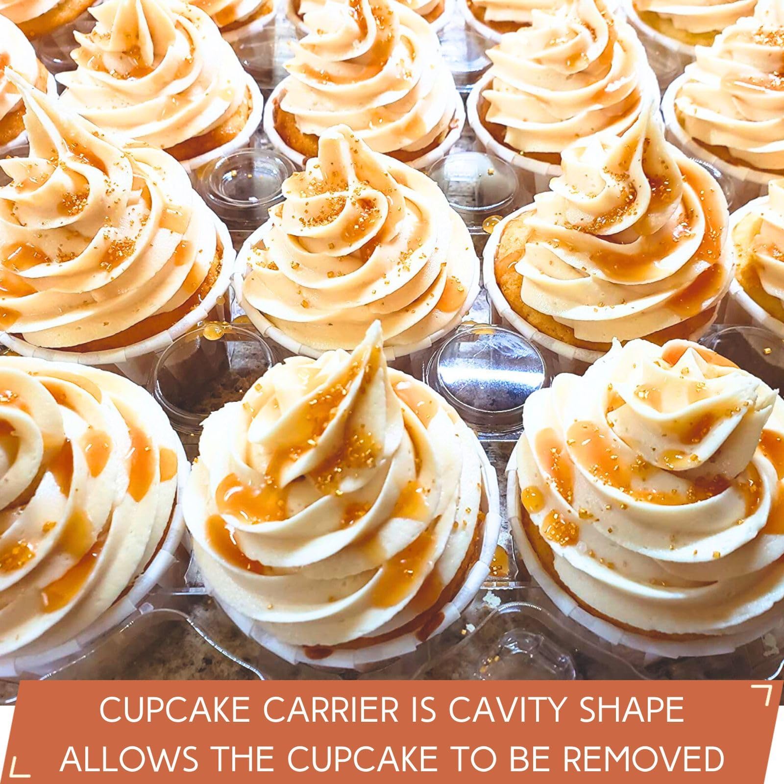 ZWYSLFCY (24 Pack x 10 Sets) Stackable Cupcake Carrier Holders with 240 Pack Cupcake Liners, Plastic Cupcake Boxes Holders for 24 Cupcakes, Clear Cupcake Trays, High Tall Dome Lid Cupcake Containers