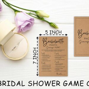 Bachelorette Party Games, Photo Scavenger Hunt Kraft Rustic Bridal Shower Game Card, Wedding/Engagement Party Ideas Activities Supplies Decorations(25 Cards) -A04