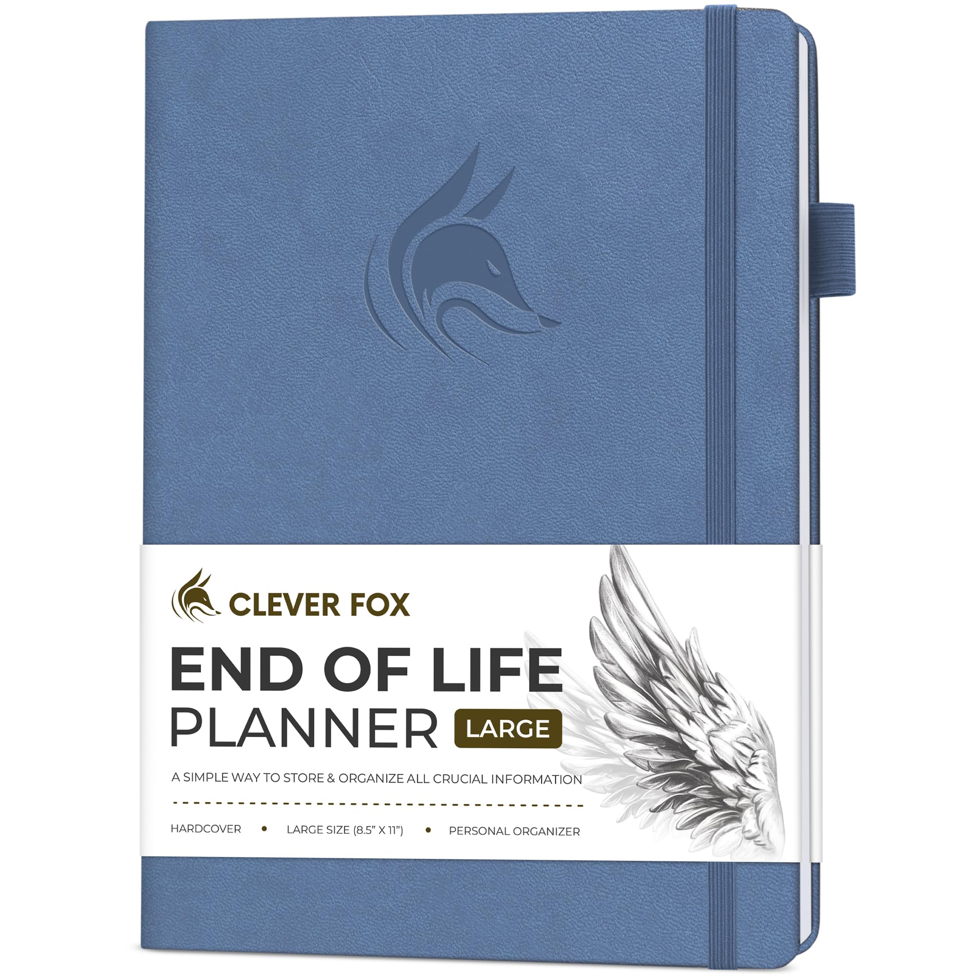 Clever Fox Large End of Life Planner – Guided Final Arrangements Organizer Notebook for Instructions, Beneficiary Info, Will Preparation, Last Wishes & Funeral Planning – 8.5" x 11" (Smoke Blue)