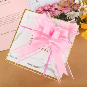 Lystaii 10 PCS Large Pull Bows Wrapping Ribbon Pull Bows Gift Bows for Birthday Presents Wedding Gift Baskets Presents Package Bow Decoration (Pink)