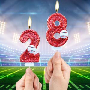 CasaPopz Baseball Birthday Number Candles for Cake Red Number 8 Candle Baseball Cake Topper for Party Anniversary Decorations