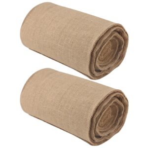 lexinin 2 pcs 12 inch x 32 feet natural burlap fabric roll, 11 yards jute burlap fabric, hessian roll for craft, decoration