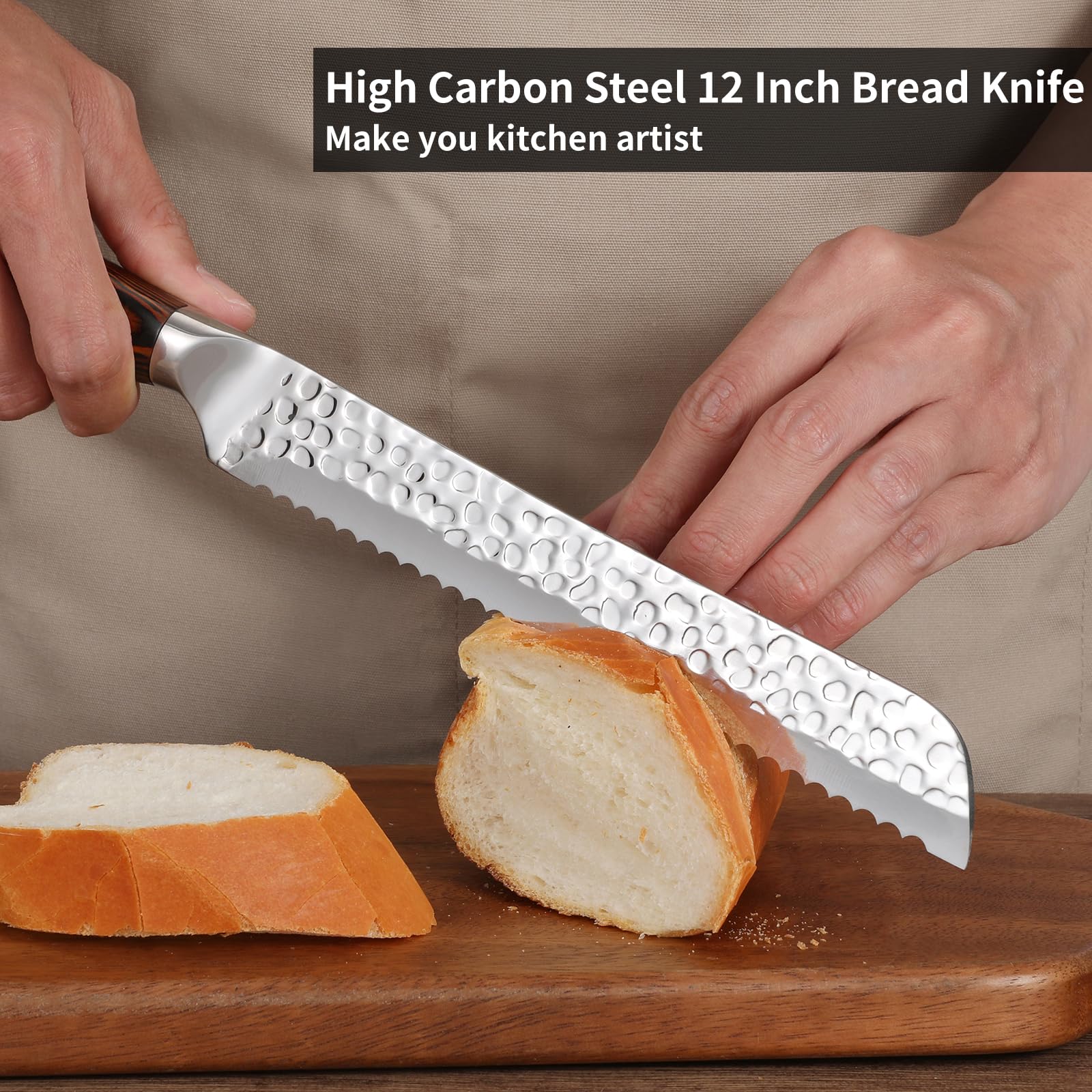 Generic Bread Knife, High Carbon Steel Bread Knife for Homemade Bread, Serrated knife, Sourdough Bread Knife 12 Inch.