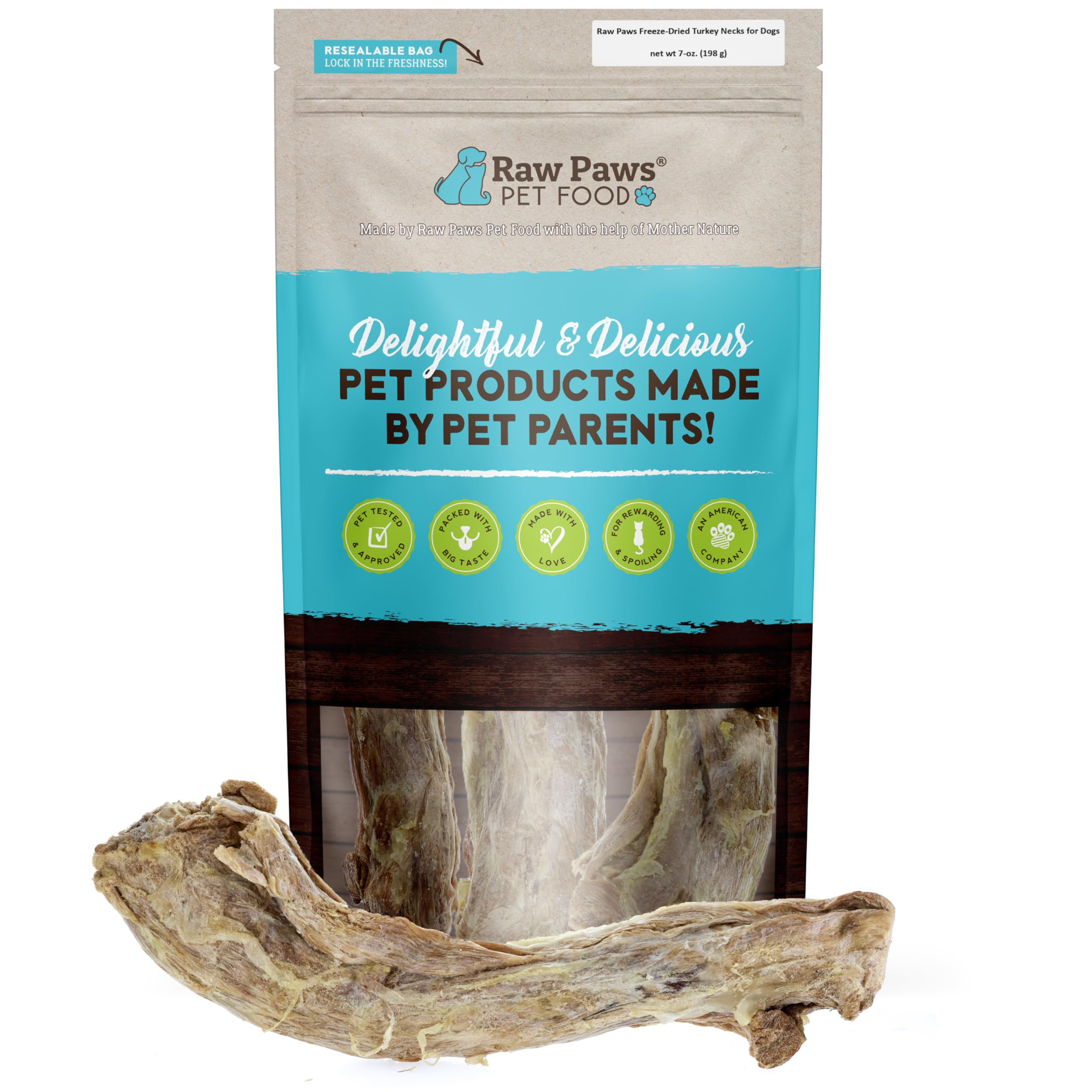 Raw Paws Freeze-Dried Turkey Necks for Dogs, 4-oz (3 Count) - Made in USA - Single Ingredient Dog Chew - Raw Freeze Dried Dog Treats - Dog Freeze Dried Treats - Freeze Dried Treats for Dogs