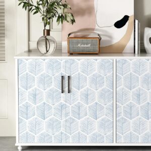 MelunMer Modern Peel and Stick Wallpaper Boho Contact Paper for Cabinets and Drawers Self Adhesive Wallpaper Removable Wallpaper for Bedroom Geometric Wallpaper for Bathroom Blue/White 17.3''×78.8''