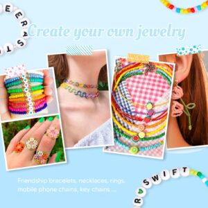 Dowsabel Friendship Bracelet Kit, 10000 Pcs 3mm Glass Seed Beads for Bracelet Making with Letter Alphabet Beads A-Z, 8/0 Craft Bead for Jewelry Making Necklaces and Key Chains with Needle Cord