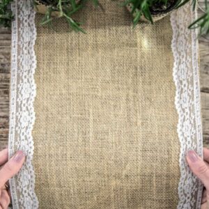 LEXININ 2 PCS 12 Inch x 32 Feet Natural Burlap Fabric Roll, 11 Yards Jute Burlap Fabric, Hessian Roll for Craft, Decoration