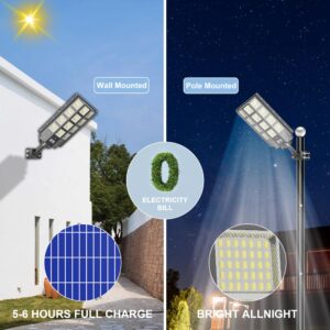 XCQMHF Solar Street Light 3200W Outdoor Solar Parking Lot Lights 300000Lumens LED Solar Street Light Waterproof IP67 Dusk to Dawn, Solar Flood Lights with Motion Sensor 3-Pack (3200W-3Pack)