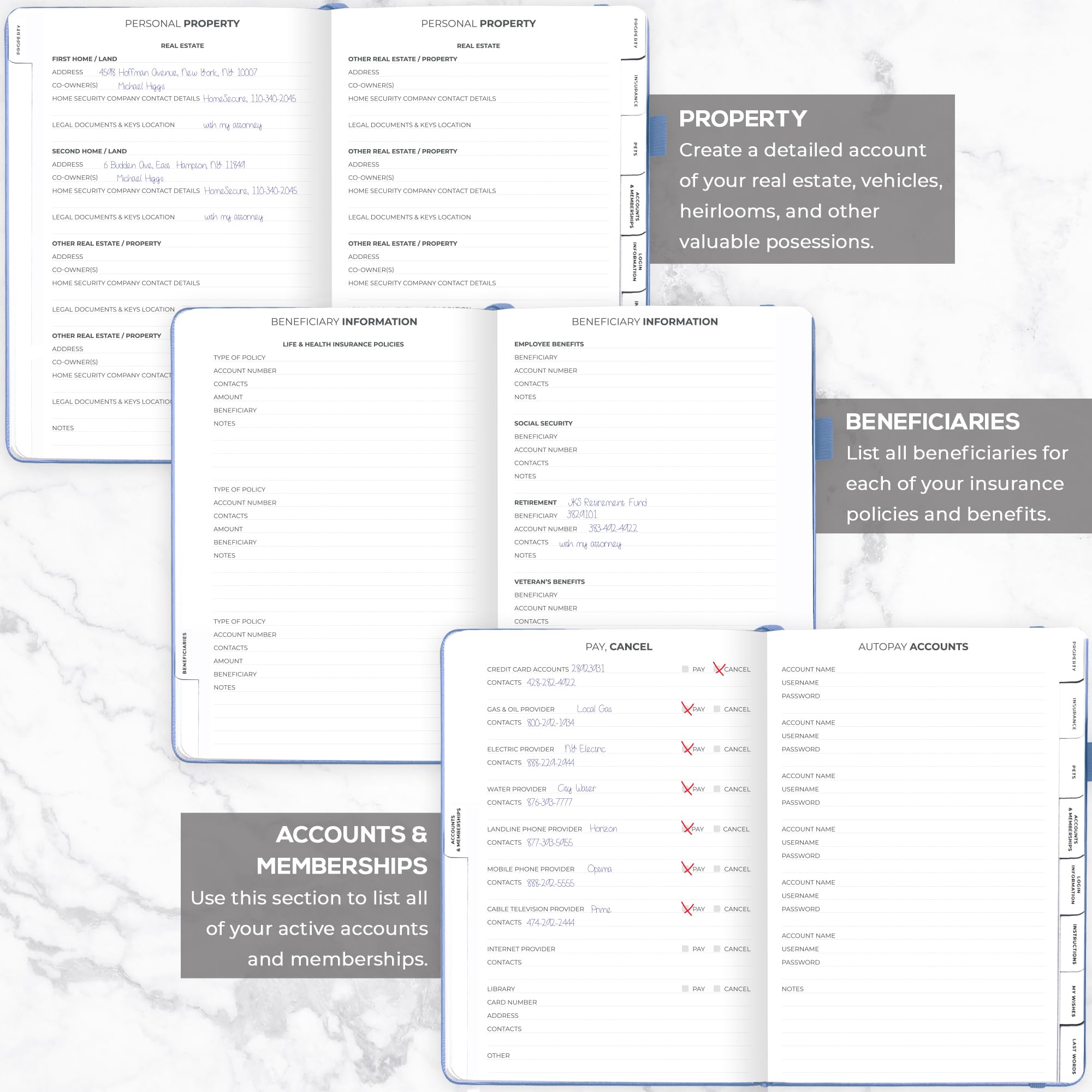 Clever Fox Large End of Life Planner – Guided Final Arrangements Organizer Notebook for Instructions, Beneficiary Info, Will Preparation, Last Wishes & Funeral Planning – 8.5" x 11" (Smoke Blue)