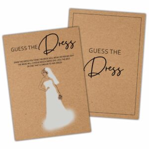 bachelorette party games, guess the dress kraft rustic bridal shower game card, wedding/engagement party ideas activities supplies decorations(25 cards) -a12