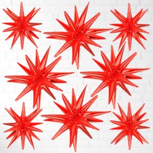 8pcs 14-pointed one-piece exploding star large foil mylar balloons, 27 & 22 inches, point star balloons, cone balloons, great for birthdays, baby showers, wedding & anniversary parties!