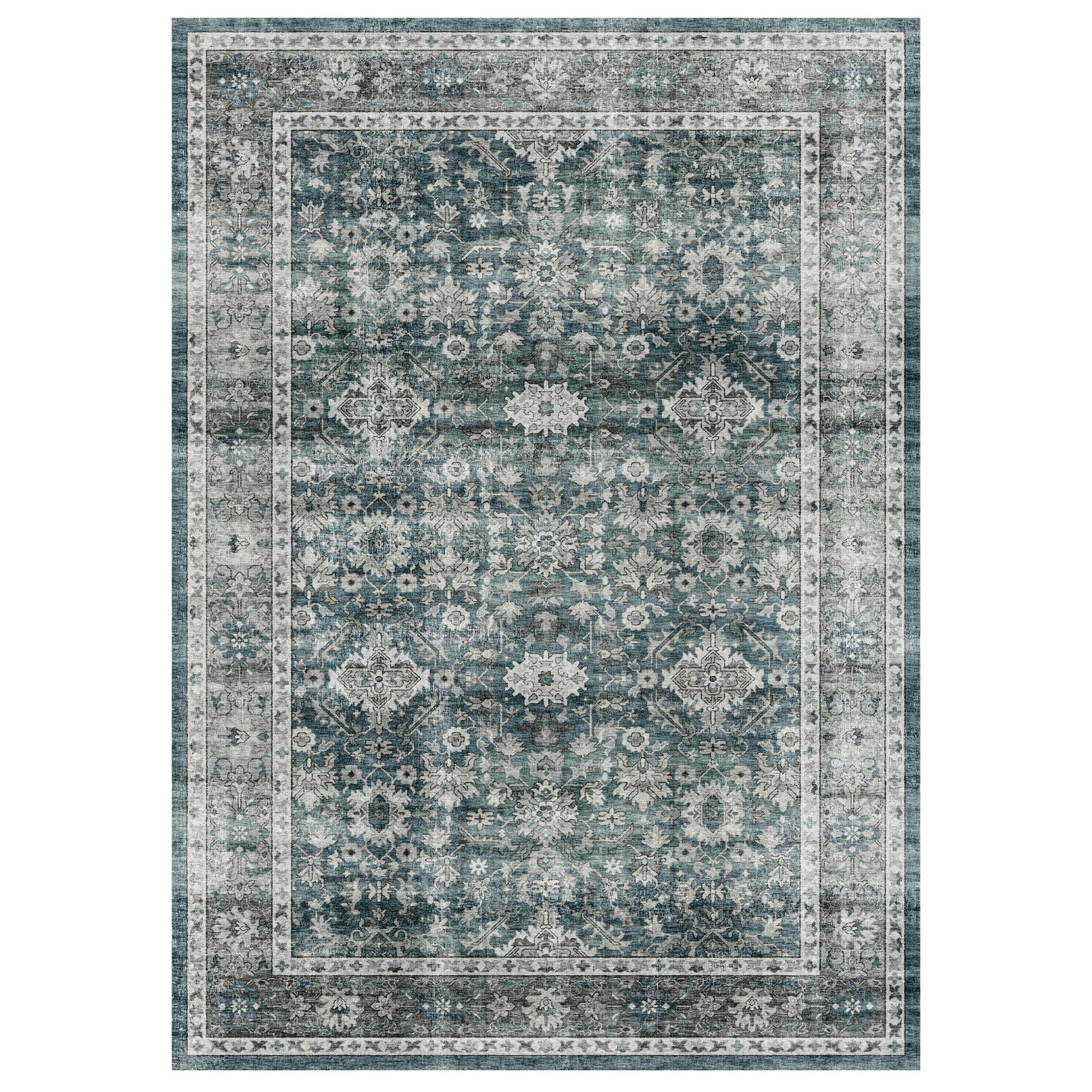 koorlian Washable Rugs 4x6 Distressed Vintage Boho Rug,Distressed Vintage Boho Rug Floor Carpet Bedroom Dining Room Office