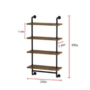 4-Tier Over The Toilet Storage Rack, Wall Mounted Bathroom Organize Shelf with Hanging Rod, Above Toilet Storage Shelf Bathroom Space Saver