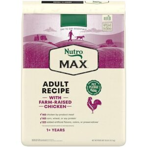 nutro max adult dry dog food with farm-raised chicken, 36 lb. bag