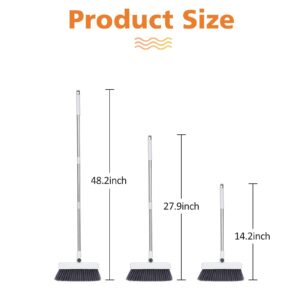 Broom with Dustpan Combo Set, 3 in 1 Brooms for Sweeping Indoor and Outdoor Long Handle Broom and Dustpan Set Push Broom Heavy Duty for Home Cleaning Bathroom Kitchen