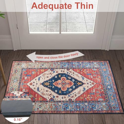 Syhimity Boho Area Rug 2x3 Small Entryway Rug Accent Rug Non-Slip Washable Low-Pile Floor Carpet for Indoor Front Door Kitchen Bathroom