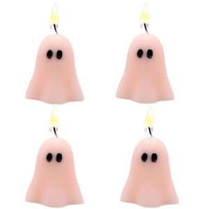 4 PCS Cute Ghost Candles, Scented Halloween Decoration Candles, Novelty Votive Ghost Candle, Votive Candles for Fall Decor Thanksgiving Home Halloween Party Bedroom Room Table Decorations