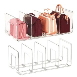 frtzal purse closet organizer,purse organizer for closet,handbag organizer,desk file sorter purse, 4 clear handbag storage shelf - plastic clutch dividers