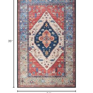 Syhimity Boho Area Rug 2x3 Small Entryway Rug Accent Rug Non-Slip Washable Low-Pile Floor Carpet for Indoor Front Door Kitchen Bathroom