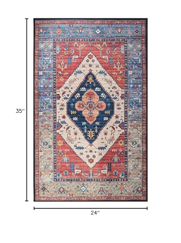 Syhimity Boho Area Rug 2x3 Small Entryway Rug Accent Rug Non-Slip Washable Low-Pile Floor Carpet for Indoor Front Door Kitchen Bathroom