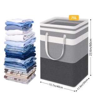 OHAOLYLE 75L Laundry Basket,Large Laundry Hamper,Collapsible Laundry Bag with Extended Handle,Foldable Washing Bin for Clothes in The Dorm and Family